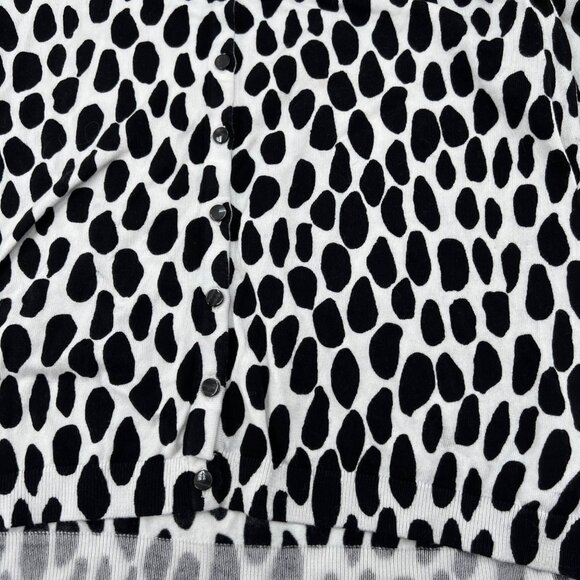Talbots Womens XL Black & White Animal Print Cardigan Sweater - Picture 2 of 7